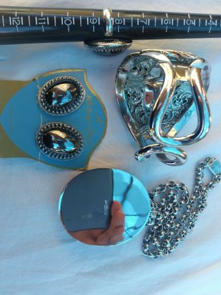 Vintage Whiting & Davis /Hinged Hematite Bracelet,  Ring,  Necklace and Earrings. 3