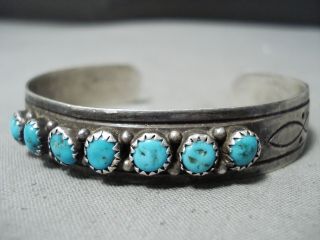Vintage Navajo Kingman Turquoise Sterling Silver Bracelet Old