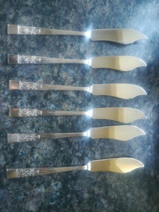 6 Springtime Silver Plated Epns Fish Knifes