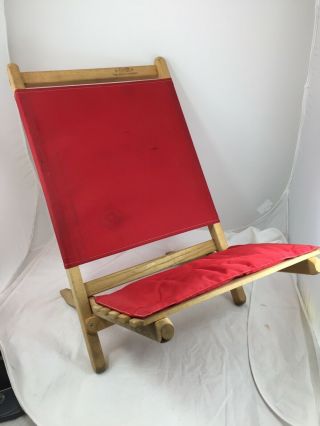 Vintage Byer The Maine Lounger Usa Beach Camping Lounging Rv Portable Chair Red