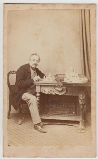 Architectural Model Maker Cdv Photo - Man With Model Of St.  Paul 