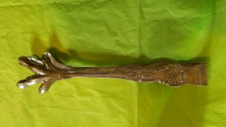 Vtg Reed & Barton Silverplate Large Claw Foot Ice Or Sugar Cube Salad Tongs