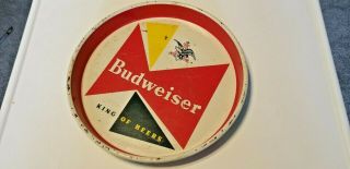 Vintage Budweiser King Of Beers 12 " Round Metal Tin Serving Tray Bar Ware