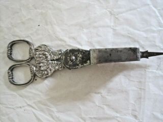 Antique Victorian Ornate Plated Candle Snuffer Wick Trimmer Scissors
