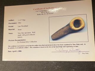 Unique Authentic 3 1/2” Indian Pipe Late Woodland Artifact