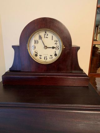 Vintage Ingraham Tambour Mantel / Shelf Clock - Good Running