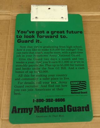 Vintage Arizona Army National Guard Advertising Clipboard Recruit Us Military