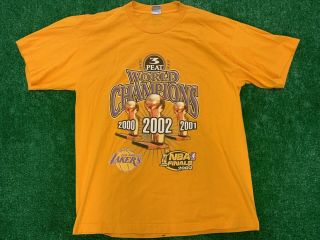 Vintage Los Angeles Lakers 3 Peat Champions T Shirt Sz Xl 2002 Tnd