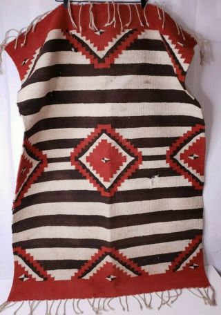 Vintage Hand Woven Southwest Design Native Wool Chiefs Rug 48 " X34 "