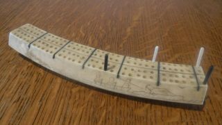Alaska Eskimo Scrimshaw Cribbage Board Inuit