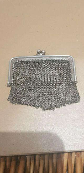 Small Solid Silver Hallmarked Art Deco Chainmail Purse