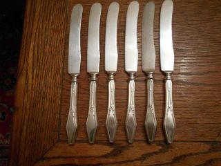 6 Holmes & Edwards 1916 Jamestown Pattern Dinner Knives Is Silverplate 1968