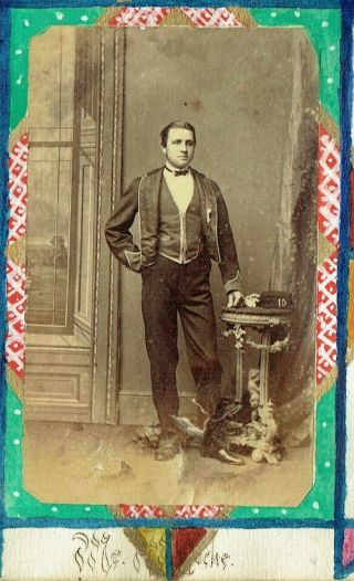 Victorian Cdv Type Photo Man Standing Wearing Uniform