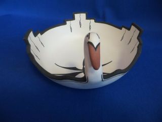 Rare Signed Phil Kiyite Zuni Swan Pottery Bowl Hand Made With 3
