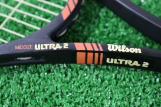 Vintage Wilson Ultra 2 Midsize Graphite Tennis Racket with carrying case cover 3