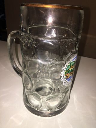 Heidelberg 1l German Beer Heavy Glass Mug Stein Dimpled Gold Rim Austria