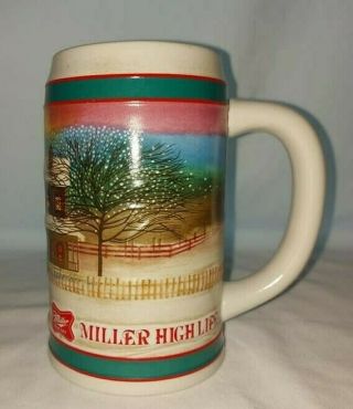 Vintage 1985 Miller High Life Holiday Christmas Beer Stein