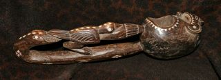 Antique Solomon Islands Tribal Hardwood Figural Scoop Or Ladle 16 " X 4d