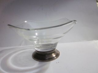 Vintage Web Sterling Silver Base Rounded Square Glass Candy Bowl