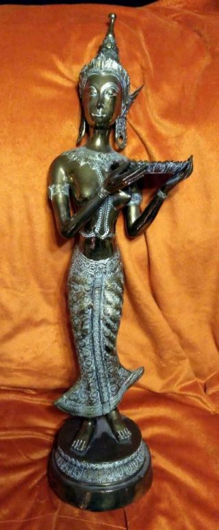 Siamese Thai Thailand Woman Lady Brass Bronze Art Sculpture Statue Figurine