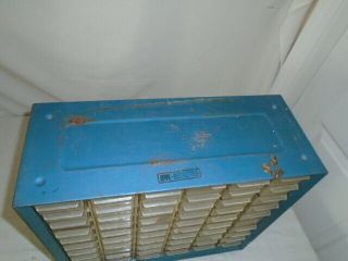 Vintage Akro - Mils Metal Cabinet Parts Organizer Storage LARGE 60 DRAWER Blue 3
