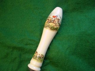 Vintage Ceramic Beer Pump Handle With Horse And Hounds / Hunting Scene
