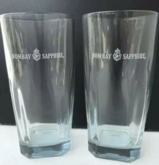 2 X Bombay Sapphire Tall Heavy Bottom Gin Tumbler Glasses Ce Gift Bar Pub