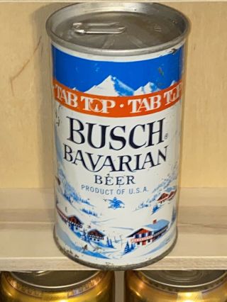 Busch Bavarian Beer Can Zip Tab Top Intact.  St.  Louis,  Mo.  4 City C1964