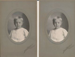 Set Of 2 Identical Portraits Of Adorable Blond Boy - Winona,  Mn