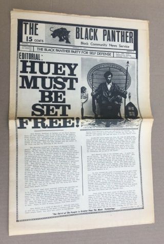 Nov 1967 Black Panther Party Newspaper V 1 6 Huey Newton Must Be Set