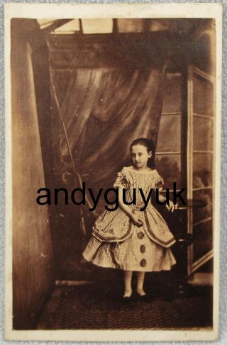 Cdv Girl In Hooped Dress Off Shoulder Fashion Victorian Antique Photo