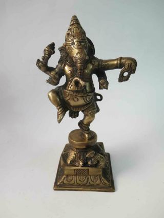 Vintage Ganesh Hindu Elephant God Brass Statue Figure