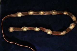 Vintage Navajo Hand - Made Sterling Or Coin Silver Concho Belt C.  1940