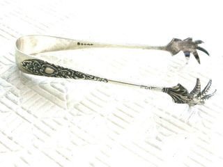 Victorian Silver Plated Sugar Tongs With Claw Feet & Floral Handles 1530584/589