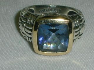 Vintage Bjc - Samuel B Benham Sterling 14k Gold London Blue Topaz Ring - Sz 4 1/2