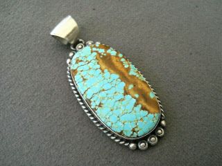 Alfred Martinez Native American Number 8 Turquoise Sterling Silver Pendant
