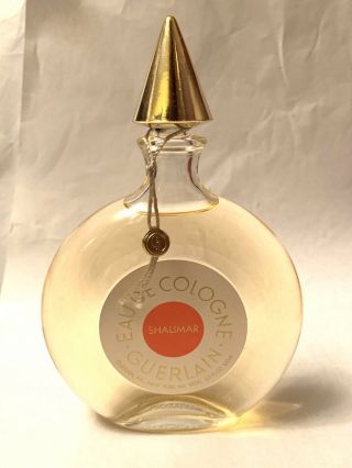 Vintage Guerlain SHALIMAR Eau De Cologne 3.  3 oz EDC Clock Bottle Zig Zag Box 2