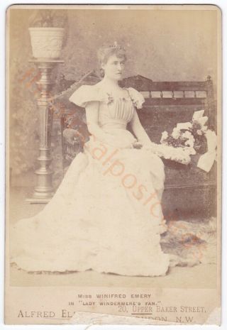 Stage Actress Winifred Emery.  Lady Windermere’s Fan.  Ellis Cabinet Card Photo