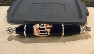Vintage Miller Lite Beer Tap Handle Knob Bar Man Cave Navy Blue Stainless Steel