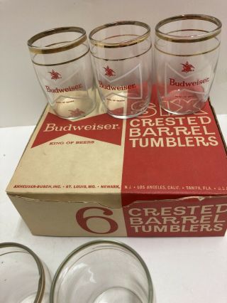 Set of 5 Vintage Anheuser Busch 4 oz Budweiser Gold Crested Barrel Tumblers 3