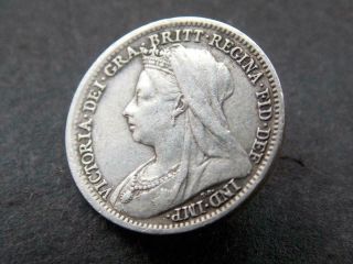 1899 Solid Sterling Silver Vintage Retro Threepence Queen Victoria Britain