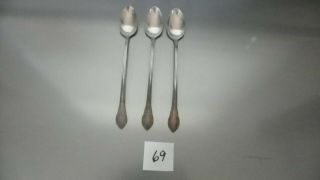 Set Of 3 1847 Rogers Bros.  Remembrance Iced Tea Spoons Silver Plate