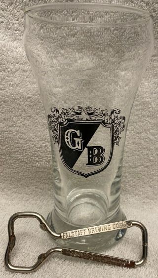 Vintage Griesedieck Bros.  St Louis Beer Glass 5 1/2 " Black Crest,  Bottle Opener