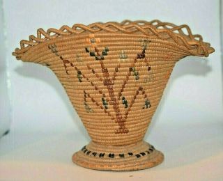 Northwest Coast Salish Indian Native American Basket Braided Rim Imbricated
