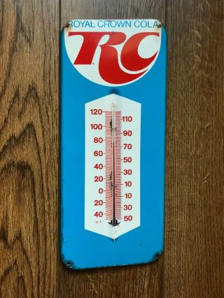 Vintage Rc Royal Crown Cola Metal Thermometer Sign 13 " X 5 1/2 "