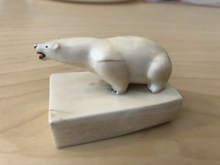 Vintage Carved Polar Bear Eskimo Inuit Sculpture Figure Antique Stone