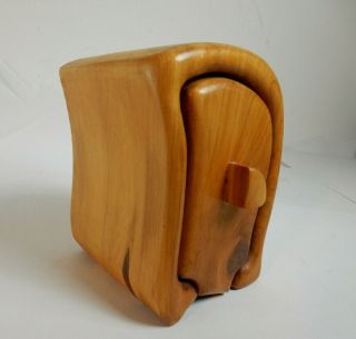 Vtg Hand Crafted Wood Puzzle Box Hidden Storage Signed Arlene Brand,  1988 Art