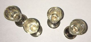 4 - Vintage Cordial Wine Liquor Stem Glass Silver Overlay,  EGA 925 Mexico,  Sterling 2
