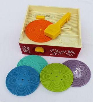 Music Box Record Player Fisher Price Avec 5 Disques Vintage 1971 Ref 995