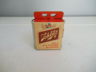 Vintage 1961 Schlitz Beer Can Salt & Pepper Shakers With Box